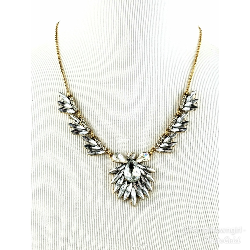 J. Crew crystal and rhinestone floral necklace 12" - Picture 2 of 8